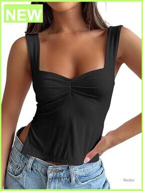Double Lined Crop Tank Top Sweetheart Neckline Backless Summer Y2K Going Out Top